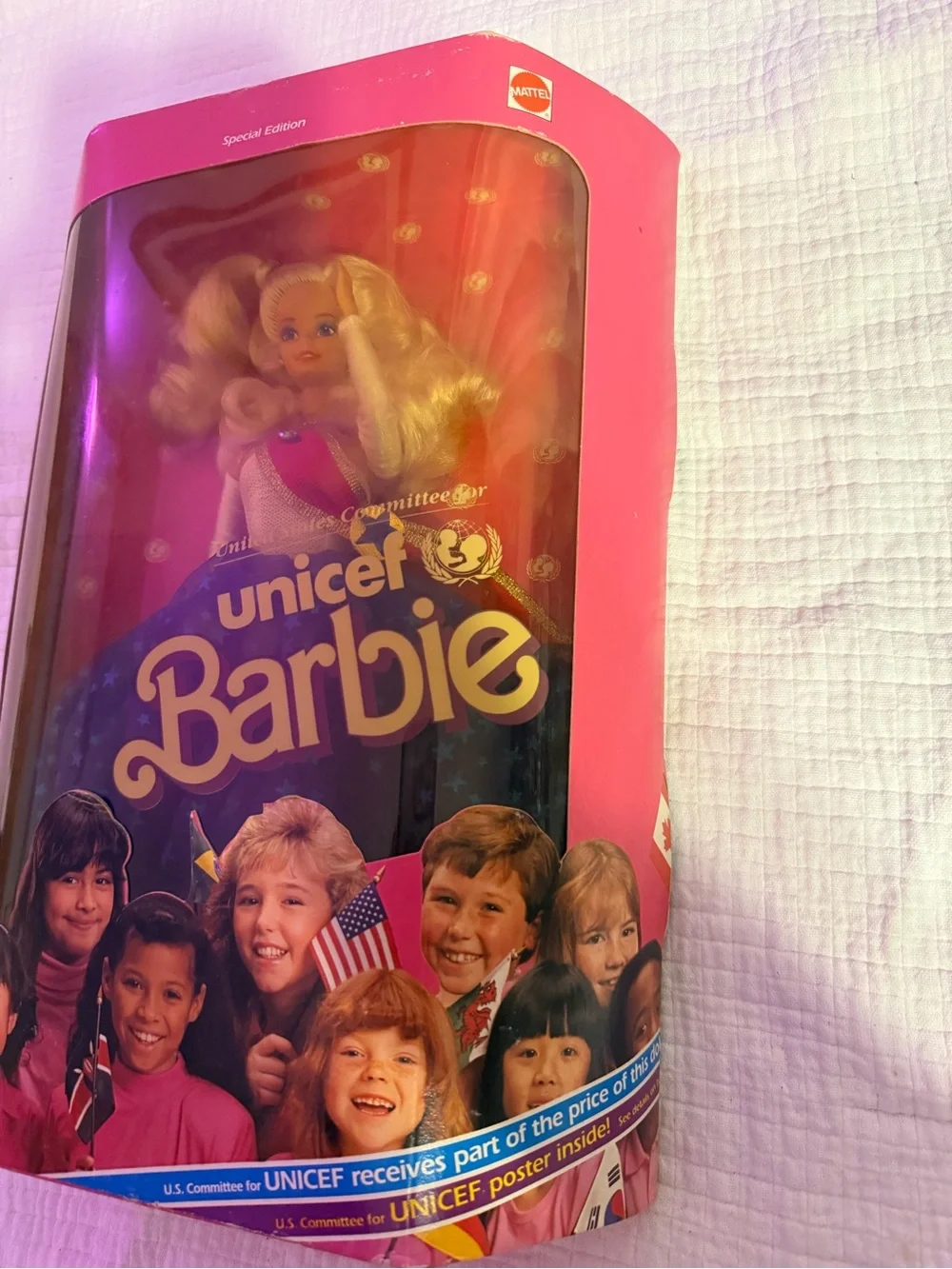 Barbie 1989 Special Edition Unicef Doll 1920 Mattel Blonde Hair Green Dress NRFB